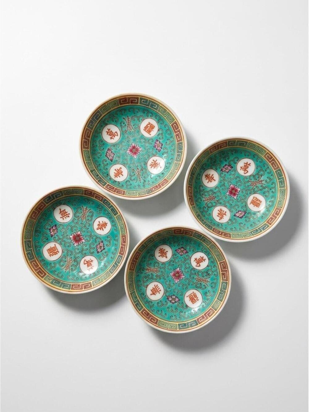 Vintage Chinese Porcelain Bowls Set Blue White Floral Asian Rice Tableware